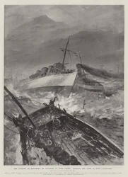 11月10日、香港での台風、HMSオッターがHMSサンドパイパーの乗組員を救助