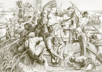 ヘレワードはいかにしてイーリーから旅立ち、いかにして雌ツバメを殺したか（エングレーヴィング）