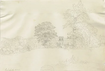 エックレスホール村：ペン画、ND［1788-1855］（デッサン