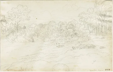 エックレスホール村：ペン画、ND［1788-1855］（デッサン