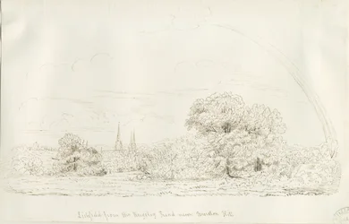 リッチフィールド-ノースビュー（遠方）：ペン画、nd [1788-1855]（絵）