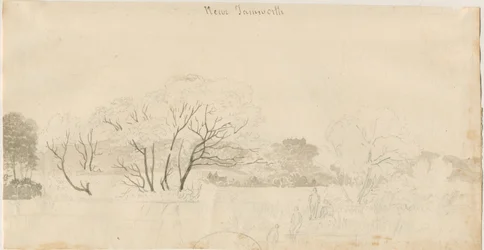 タムワース-遠景：鉛筆画、nd [1788-1855]（図面）