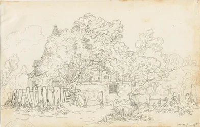 Yoxall-オールドファームハウス：鉛筆画、ND [c 1815]