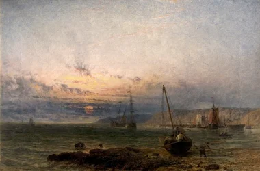 海岸の風景、日没、1852
