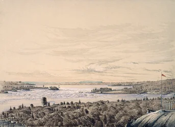 Sault de Ste。ヒューロン湖とスペリオル湖の間のマリー、1842年（紙にトイレ）