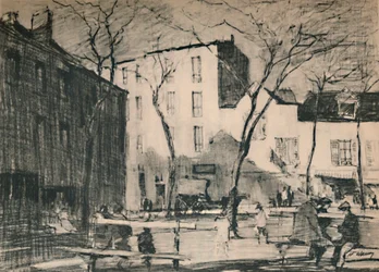 La Place Du Tertre手つかずの村の広場。c1927、1927