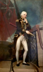 トラファルガーの海戦（1805年）でホレイショ・ネルソン（1758-1805）の副官を務めたカスバート・コリングウッド少将（1748-1810）の肖像。ヘンリー・ハワード（1769-1847）作、キャンバスに油彩。