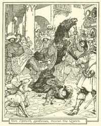 2人のスペインの紳士が女王を救う