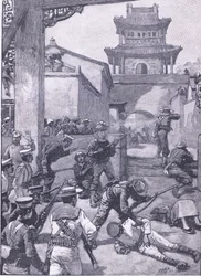 中国の戦争：天津での戦い、1900年代のカッセルのイングランドの歴史のイラスト