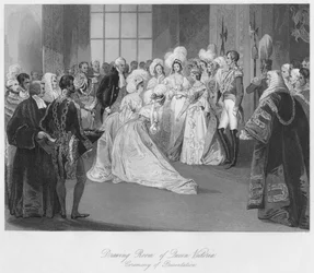 ビクトリア女王の応接室。プレゼンテーション式、c1841
