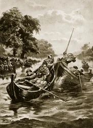 水を傾ける、「ハッチンソンのイギリス国民の物語」、1920年頃のイラスト