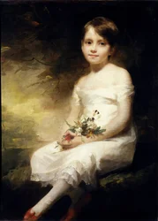 ナンシー・グラハム、または花を持つ少女の肖像、ヘンリー・レイバーン（1756-1823）による絵画、19世紀、0.91 x 0.71 m、パリ、ルーヴル美術館。