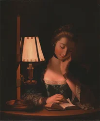 ペーパーベルシェードで読書する女性