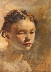 少女の頭」1930年頃（油彩・ボード）