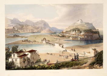サン・セバスティアン、『スペインのバスク地方の風景素描、民族音楽選集付き』より、1838年刊