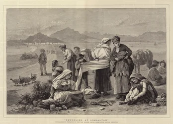 ジブラルタルでの密輸、コントラバンディスタはジブラルタルを去った後スペインのカスタムハウスを通過する準備をしています