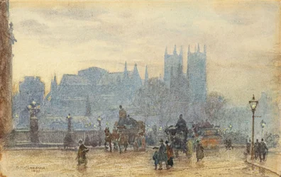ウェストミンスター橋からのウェストミンスター寺院 1892年（水彩画）
