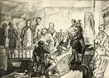 死のベッドにいるエイブラハムリンカーン、1865年頃
