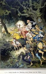 ヤコブ（1785-1863）とウィルヘルム（1786-1859）のグリム兄弟の物語にフォーゲルのイラストが使われている。