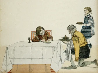 まだ王ではない若きルイ13世（1601-1643）は、父アンリ4世（1553-1610）の死後、総督に仕えた。イラスト