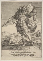 アドニベゼクの頭​​を持つユダ、ウィレム・ファン・ヘクト、ティラノルム・プロミア、1578年、1578年。