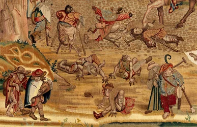 ヒエロニムス・ボスの作品に着想を得たタペストリー、1560年頃（金、銀、絹、羊毛）