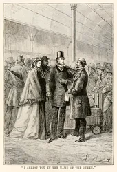 ジュールヴェルヌ（1828〜1905）、1873年、「世界中の80日間」から女王の名であなたを逮捕