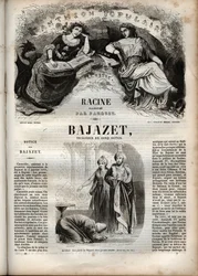 ジャン・ラシーヌの「三幕の悲劇」（Bajazet tragedie en cinq actes de Jean Racine） ポーケが挿絵を描き、エミール・ド・ラ・ベドリエールが告知した「ジャン・ラシーヌの作品集」の中の版画 - 1851年