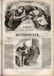Mithridate tragedie en cinq actes de Jean Racine - Oeuvres de Jean Racine（ジャン・ラシーヌの作品集）のエングレーヴィング（ポーケによる挿絵とエミール・ド・ラ・ベドリエールによる告知） - 1851年