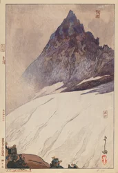 槍ヶ岳A（紙に木版画）