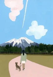 犬と飛行機雲との散歩