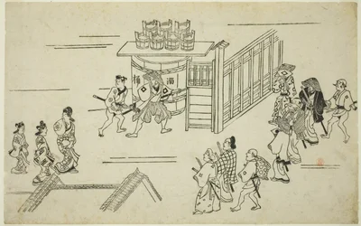 上屋町入口 「吉原の亭」シリーズより 1681-84年頃（錦絵、墨摺絵、大判