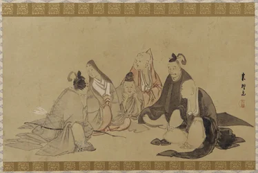 六つの不滅の詩人、江戸時代（紙にインクと色）