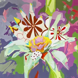 フローラル・アブストラクト#1、2023（紙にグワッシュ）