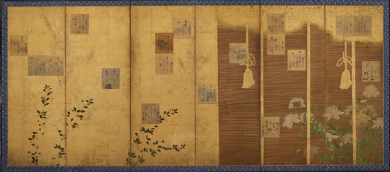 歌集「新古今集」江戸時代、1624～1637年頃の屏風。
