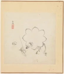 雑学、1葉に1619年の日付（12枚の絵のアルバム、紙にインク）