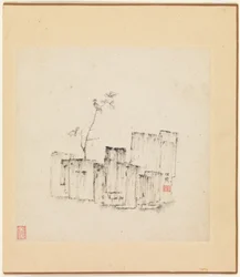 雑学、1葉に1619年の日付（12枚の絵のアルバム、紙にインク）
