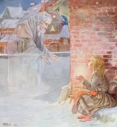 ハンス・クリスチャン・アンデルセン（1805-75）による「おとぎ話」の版の「マッチ売りの少女」（1920年）（紙に水彩）