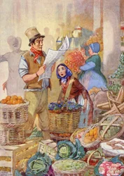 "ボロボロの市場少女は叫んだ。"クリスマスも死んでしまうの？(カラーリトグラフ）