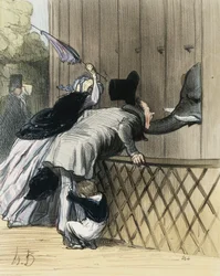 Honore Daumier、Aubert et Compagnie、1844年の「LesEtrangersaParis」からのJardindesPlantesの恐怖