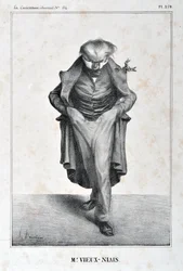 オノレ・ドーミエ（1808-1879）のアートワーク。Charivari dates from 1833: Serie Celebrites de la Caricature "M. Vieux-Niais" MUSEE DES BEAUX ARTS - PALAIS LONGCHAMP, MARSEILLE