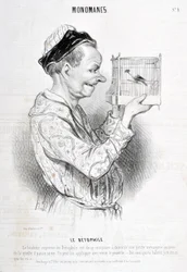 オノレ・ドーミエ（1808-1879）の作品「シャリヴァリ」は1840年に制作されたものです。Serie MONOMANES Le Betophile 「ベトフィリアの最高の幸福は、自分の人生を費やす小さな動物園を自宅で構成することである。諺にもあるように、「誰に出没するのか教えてくれれば、誰に出没するのか教えてあげよう。