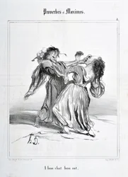 オノレ・ドーミエ（1808-1879）の作品。Charivariは1840年の作品。PROVERBES ET MAXIMES "A bon cat bon rat" 美術博物館 - PALAIS LONGCHAMP, MARSEILLE