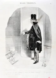 オノレ・ドーミエ（1808-1879）の作品。Charivari」は1842年の作品。3ヶ月の不在の後の天国で、私は私の妻が死んでいるのを発見し、私は彼女の偉大な神を洗うどのような思い出！」。「マルセイユのロンシャン宮殿の美術館
