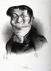 フランスの政治家、アドルフ・ティエール（1797-1877）の漫画。オノレ・ドーミエ（1808-1879）のデッサン。アルボー美術館。
