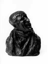 Les busstes charges des "Celebrites du Juste Milieu" "Pierre Nicolas Berryer (1757-1841)のPortrait presume (caricature), lawyer.いびつな形をしている"オノレ・ドーミエ（1808-1879）による彫刻 19世紀。Inv L 48.22 Dim in cm H 15 x L 1 Musee des Beaux Art