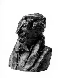 右中列の有名人」の胸像は、アレクサンドル・シモン・パタイユ（1781-1857）の風刺画で、奉行と副官を描いています。グルメ」 オノレ・ドーミエ（1808-1879）による19世紀の彫刻。Inv L 48.24 Dim in cm H 17 x L 1 Musee des Beaux Ar