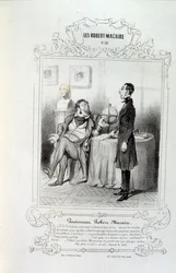 フィリッポンのアイデアや伝説を描いたイラストを「Les Cent and Robert Macaire」と題して紹介しています。