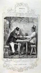 フィリッポンのアイデアや伝説を描いたイラストを「Les Cent and Robert Macaire」と題して紹介しています。