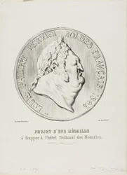 ルイ・フィリップ、フランス人の最後の王 1848。国立造幣局で製造されるメダルのデザイン